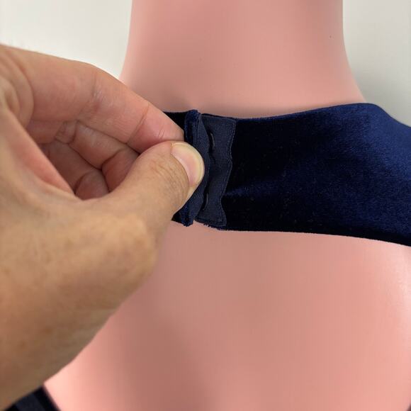 Sugar Lips Blue Velvet Long Sleeve Mini Dress Open Back Puff Shoulder holiday - Picture 5 of 9